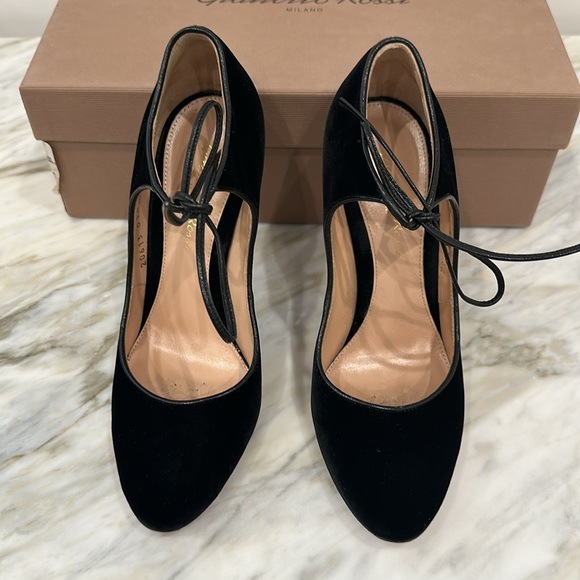 GIANVITO ROSSI JOLENE VELLUTO BLACK 36 1/2 6.5 - Picture 2 of 8